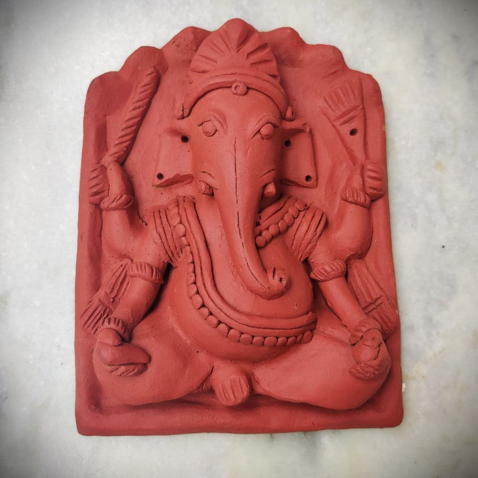 Handcrafted Ganpati Wall Plaque in Molela Terracotta Mural Craft