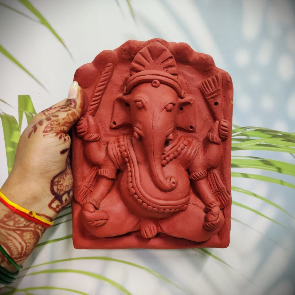 Handcrafted Ganpati Wall Plaque in Molela Terracotta Mural Craft